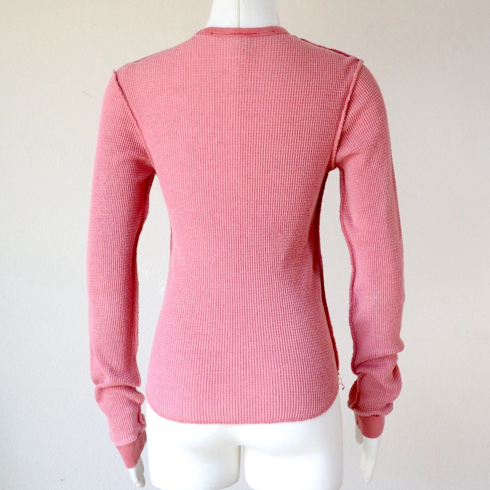 Vintage Lucky Brand cotton ribbed knit thermal top in waffle weave - Picture 4 of 9